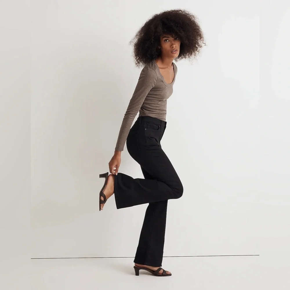 Madewell Skinny Flare Jeans in Black Frost Wash - Picture 3 of 15